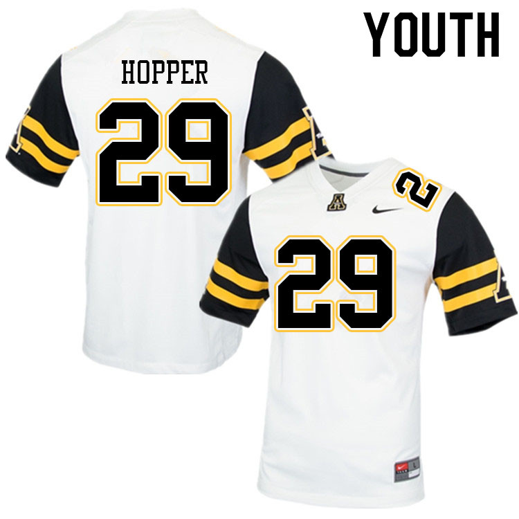 Youth #29 Santana Hopper Appalachian State Mountaineers College Football Jerseys Sale-White - Click Image to Close